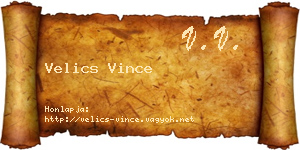 Velics Vince névjegykártya